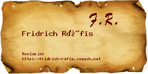 Fridrich Ráfis névjegykártya